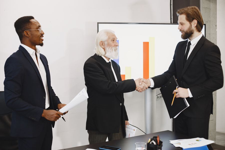 Technology consultants collaborating in a modern office